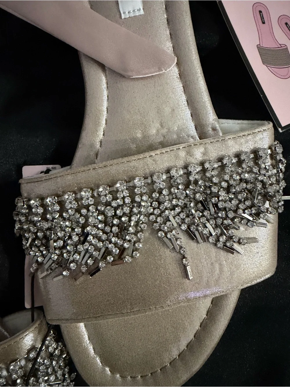 Victoria's Secret Beaded Slide Sandals in Blush gold